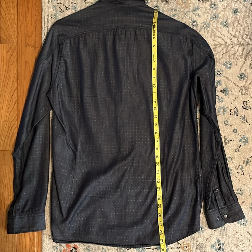 Kenneth Cole Blue Chambray Super Slim Fit Snap Front Shirt - Picture 12 of 16